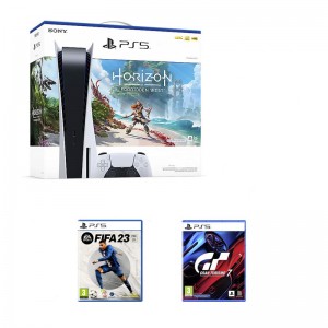 Consola Sony PlayStation 5 825GB Horizon Forbidden West (Digital Code) + FIFA 23 + Gran Turismo 7