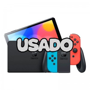 Consola Nintendo Switch (versão OLED) Azul Néon/Vermelho Néon + Jogo Mario + Rabbids Sparks of Hope USADO (1 ano de garantia)