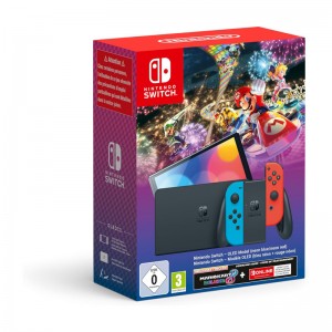 Bundle Consola Nintendo Switch (versão OLED) Azul/Vermelha + Jogo Mario Kart 8 Deluxe + 3 Meses Nintendo Switch Online