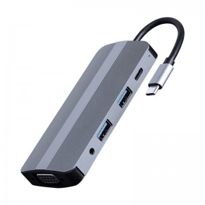Adaptador Gembird USB-C 8-in-1 (Hub + HDMI + VGA + PD + Leitor de Cartões + Stereo Audio)