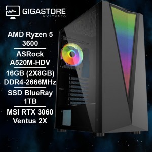 Desktop Gaming Ryzen 5 3600 RTX 3060 16GB RAM 1TB SSD W11