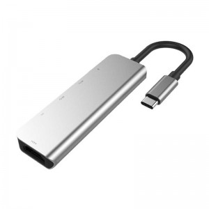 Hub USB-C 5 em 1 com HDMI 4K + 2x USB-A 2.0 + USB-C + USB-C PD
