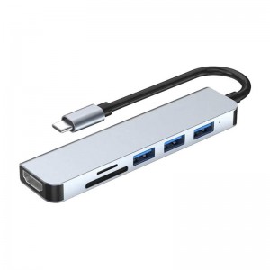 Hub USB-C 7 em 1 com HDMI + 2x USB 3.0 + USB-C + USB-C PD + SD/TF