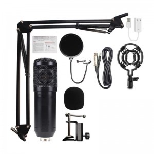 Conjunto de microfone condensador XLR + USB ADAP + Stand + Filtro