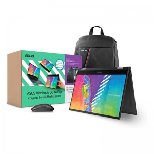 Portátil ASUS Vivobook Go 14 Flip TP1400KA-N4ALHDAX2 14" Intel Celeron N4500 4GB 128GB eMMC W11 + Mochila ASUS Nereus + Rato ASUS UT300