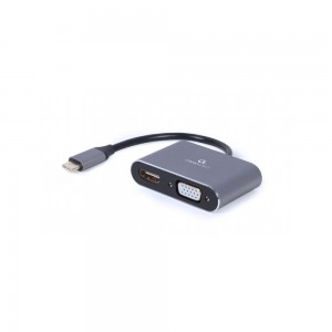 Adaptador USB-C Gembird A-USB3C-HDMIVGA-01 p/ HDMI + VGA 15cm