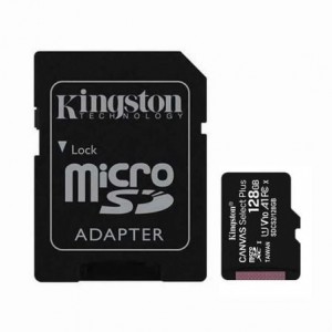 Cartão Memória Kingston Canvas Select Plus C10 A1 UHS-I microSDXC 128GB + Adaptador SD
